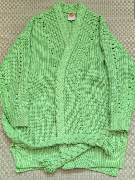 FARM Rio Sweaters - FARM Rio Charlie Oversized Chunky Knit Acrylic Lime Green Cardigan Size Medium